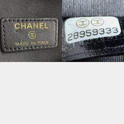 Pre Owned Chanel Black Off-White Tweed Shoulder Bag