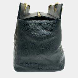 Chanel Black Caviar Leather Chain Tote Bag