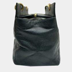Chanel Black Caviar Leather Chain Tote Bag