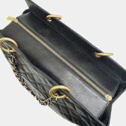Chanel Black Caviar Leather Chain Tote Bag