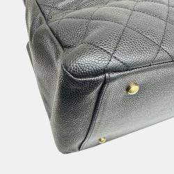 Chanel Black Caviar Leather Chain Tote Bag