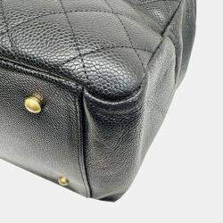 Chanel Black Caviar Leather Chain Tote Bag