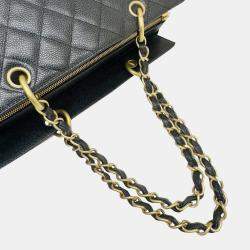 Chanel Black Caviar Leather Chain Tote Bag