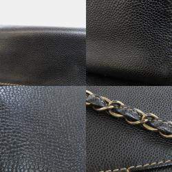 Pre Owned Chanel Black Caviar Leather Chain Tote Shoulder Bag