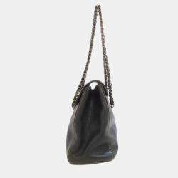 Pre Owned Chanel Black Caviar Leather Chain Tote Shoulder Bag