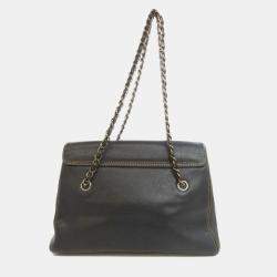 Pre Owned Chanel Black Caviar Leather Chain Tote Shoulder Bag