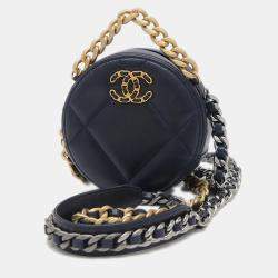 Chanel Navy Lambskin 19 Round Chain Shoulder Bag