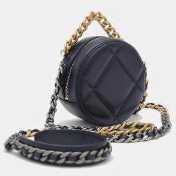 Chanel Navy Lambskin 19 Round Chain Shoulder Bag