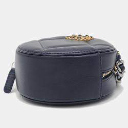Chanel Navy Lambskin 19 Round Chain Shoulder Bag