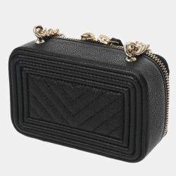 Chanel Black Caviar Leather Boy Mini Shoulder Bag