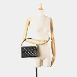 Chanel Black Quilted Lambskin Leather Box Bag