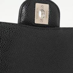Chanel Black Quilted Caviar Leather Medium Classic Double Flap Bag