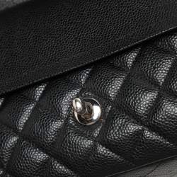Chanel Black Quilted Caviar Leather Medium Classic Double Flap Bag