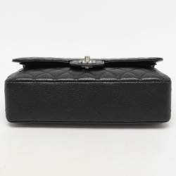 Chanel Black Quilted Caviar Leather Medium Classic Double Flap Bag