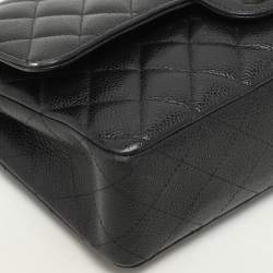 Chanel Black Quilted Caviar Leather Medium Classic Double Flap Bag