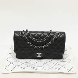 Chanel Black Quilted Caviar Leather Medium Classic Double Flap Bag