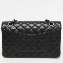 Chanel Black Quilted Caviar Leather Medium Classic Double Flap Bag