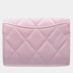 Chanel Pink CC Quilted Caviar Flap Card Holder on Chain Bag