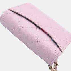 Chanel Pink CC Quilted Caviar Flap Card Holder on Chain Bag