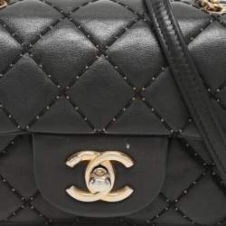 Chanel Black Quilted Patent Leather Extra Mini CC Paris-Salzburg Classic Flap Bag