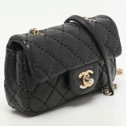 Chanel Black Quilted Patent Leather Extra Mini CC Paris-Salzburg Classic Flap Bag