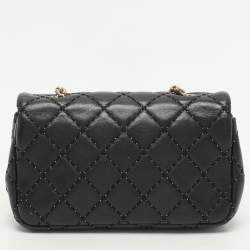 Chanel Black Quilted Patent Leather Extra Mini CC Paris-Salzburg Classic Flap Bag