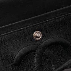 Pre Owned Chanel Black Medium Classic Chevron Patent Double Flap Bag