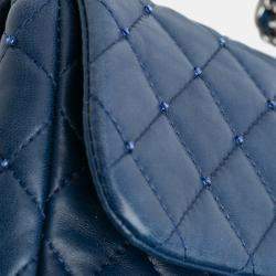 Chanel Blue Small Quilted Lambskin Beaded Single Flap Bag