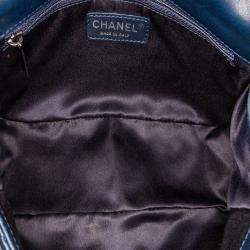 Chanel Blue Small Quilted Lambskin Beaded Single Flap Bag