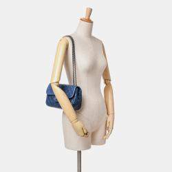 Chanel Blue Small Quilted Lambskin Beaded Single Flap Bag