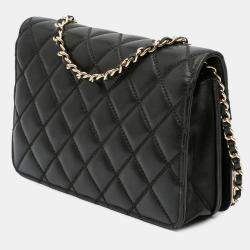 Chanel Black/Gold Paris in Rome CC Bicolor Quilted Lambskin Wallet On Chain