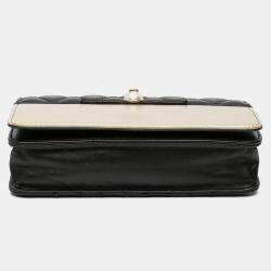 Chanel Black/Gold Paris in Rome CC Bicolor Quilted Lambskin Wallet On Chain