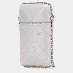 Chanel Grey CC Quilted Lambskin Chain Around Phone Holder Bag