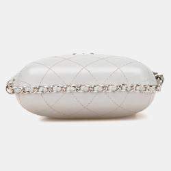 Chanel Grey CC Quilted Lambskin Chain Around Phone Holder Bag