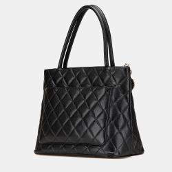 Pre Owned Chanel Black Caviar Medallion Tote Bag