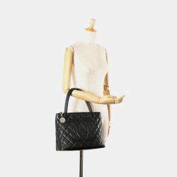 Pre Owned Chanel Black Caviar Medallion Tote Bag