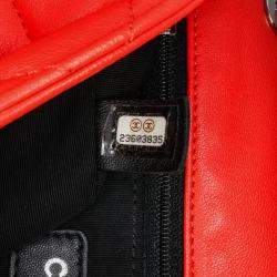 Pre Owned Chanel Navy Blue/Red Medium Quilted Lambskin Cuba Color Flap Bag
