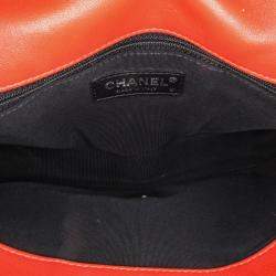 Pre Owned Chanel Navy Blue/Red Medium Quilted Lambskin Cuba Color Flap Bag