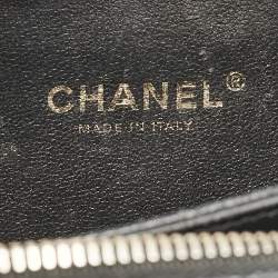 Pre Owned Chanel Black Quilted Caviar Leather Small CC Filigree Vanity Case Bag