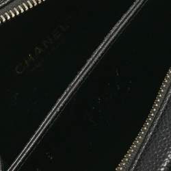 Pre Owned Chanel Black Quilted Caviar Leather Small CC Filigree Vanity Case Bag