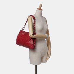 Chanel Red Quilted Caviar Expandable Zip Around Tote Bag