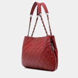 Chanel Red Quilted Caviar Expandable Zip Around Tote Bag