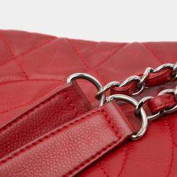 Chanel Red Quilted Caviar Expandable Zip Around Tote Bag