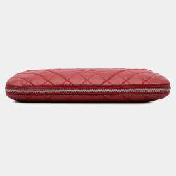 Chanel Red Quilted Caviar Expandable Zip Around Tote Bag