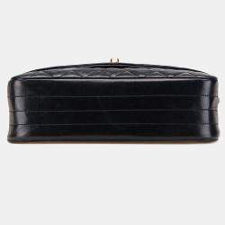 Pre Owned Chanel Black CC Quilted Lambskin Flap Bag
