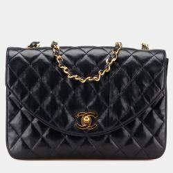 Chanel Black CC Quilted Lambskin Flap Bag