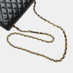Pre Owned Chanel Black CC Quilted Lambskin Flap Bag