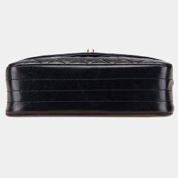 Pre Owned Chanel Black CC Quilted Lambskin Flap Bag