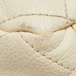 Chanel White/Peach Ombré Quilted Caviar Leather Jumbo Classic Single Flap Bag