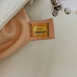 Pre Owned Chanel White Small Quilted Lambskin Studded Bubble Flap Bag